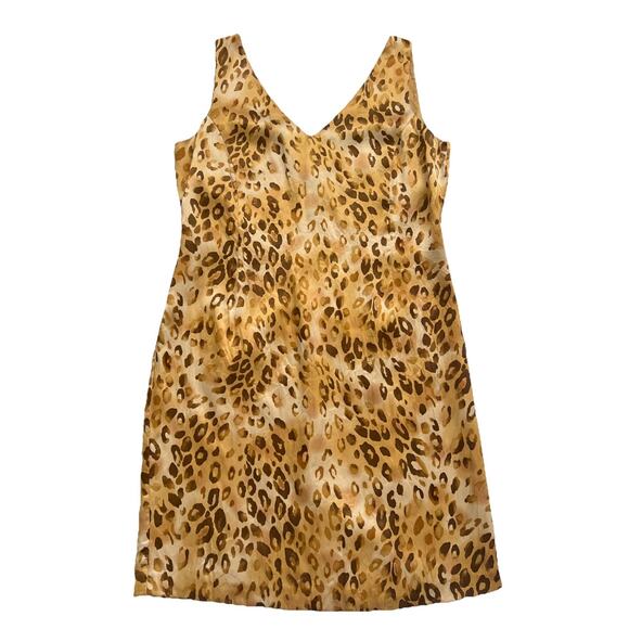 Blushe Impressions Shift Dress Womens Size 14 100% Silk Leopard Print Sleeveless - Picture 10 of 10